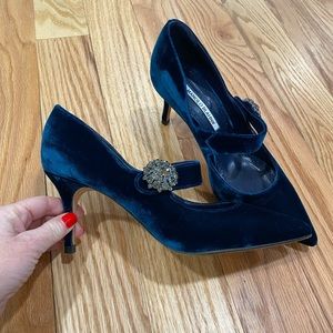 Manolo Blahnik Velvet Embellished Heels